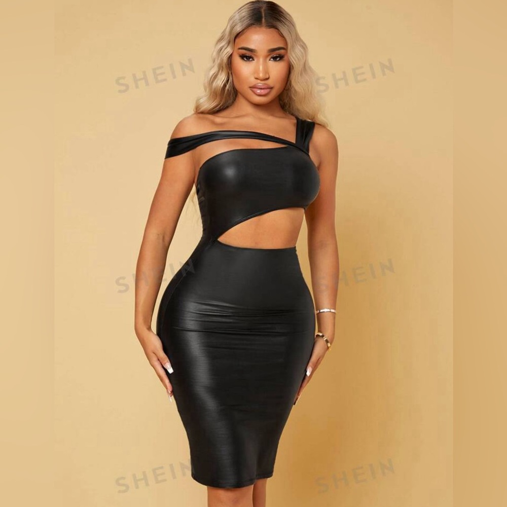 SHEIN Asymmetrical Shoulder Cutout Dress